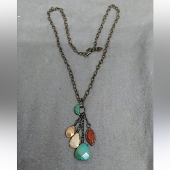Silpada Turquoise, Red Coral & White Quartz Stones on .925 Sterling Silver Chain - Picture 3 of 6